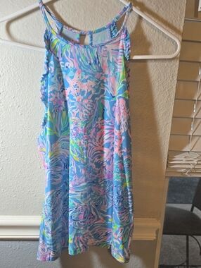 LILY PULITZER Colorful Blue Floral Sleeveless Summer Top